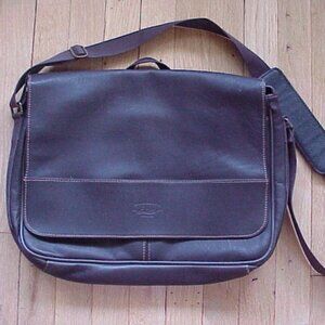 GH Bass Leather Attache Portfolio Computer Messenger Bag briefcase USA Like New